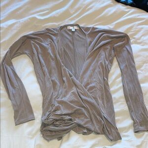 Taupe Long Sleeve Wrap Top